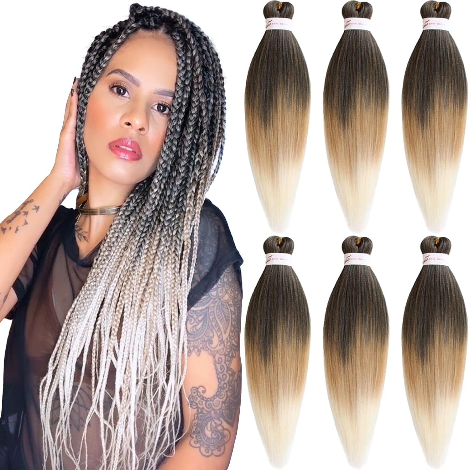 Extensions Cheveux Tressés Brun Chocolat 76cm - 6 Paquets - 30% de remise