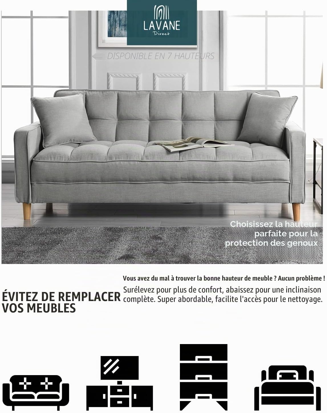 Lot de 4 pieds de meuble bois massif 10 cm M8 - 28% de remise