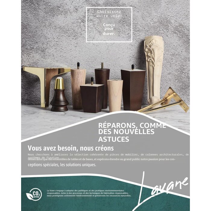 Lot de 4 pieds de meuble bois massif 10 cm M8 - 28% de remise