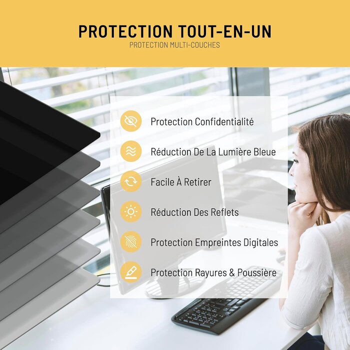 Filtre Confidentialité 23 pouces 16:9 - Anti-Lumière Bleue - 33% de remise