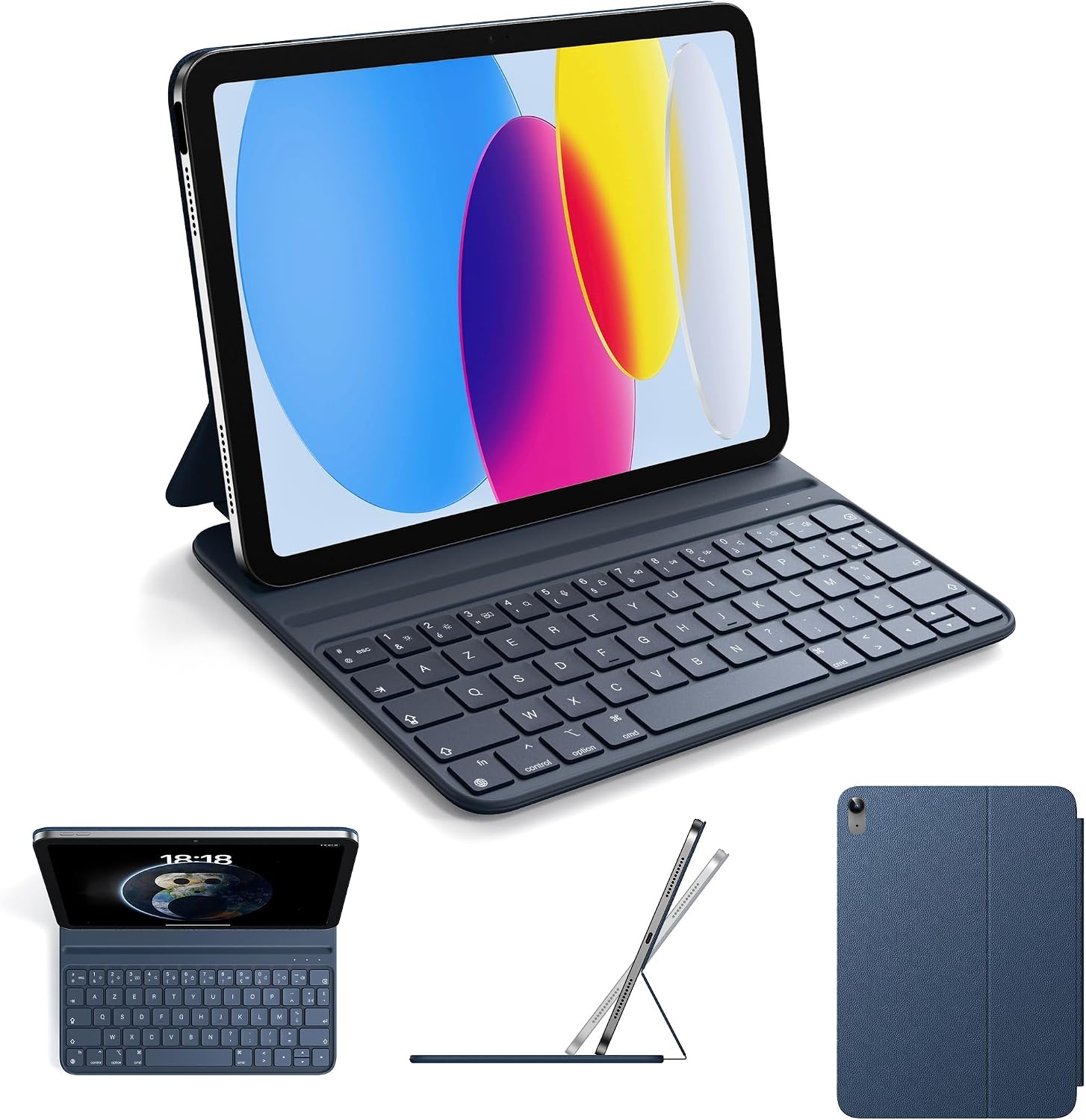 Étui clavier QWERTY espagnol pour iPad 10e gén. (2022) - Bleu - 28% de remise