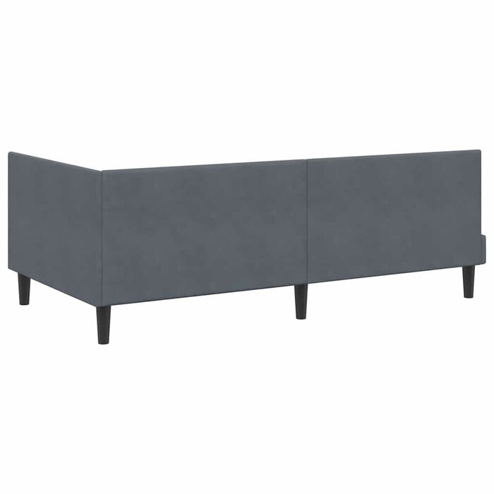 Lit d'angle en velours gris 90x200 cm - 35% de remise