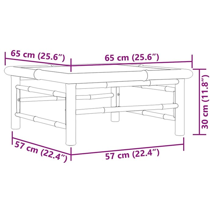 Table de jardin basse en bambou 65x65 cm - 34% de remise