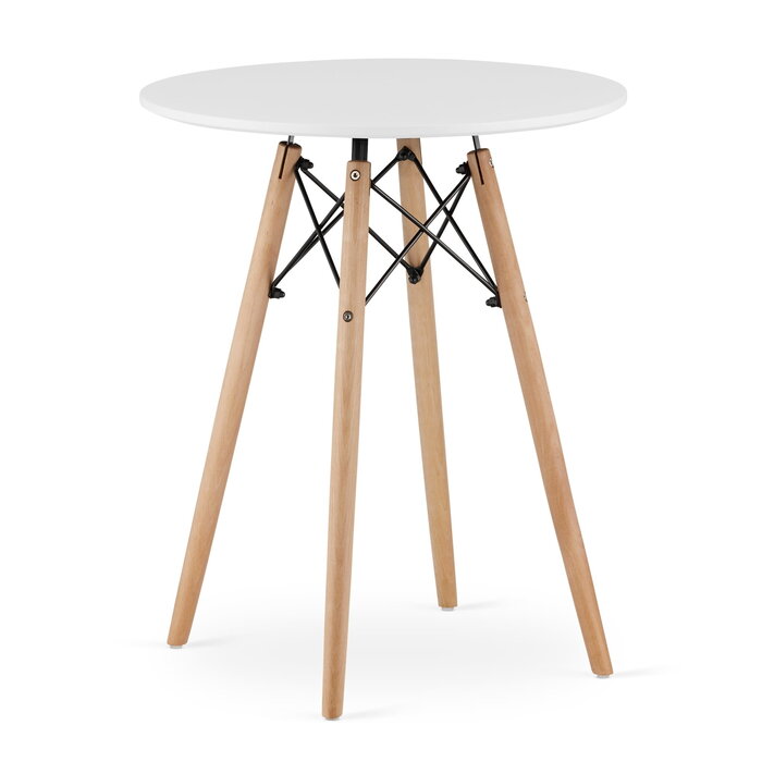Table ronde blanche 60 cm - Pieds en hêtre - 21% de remise