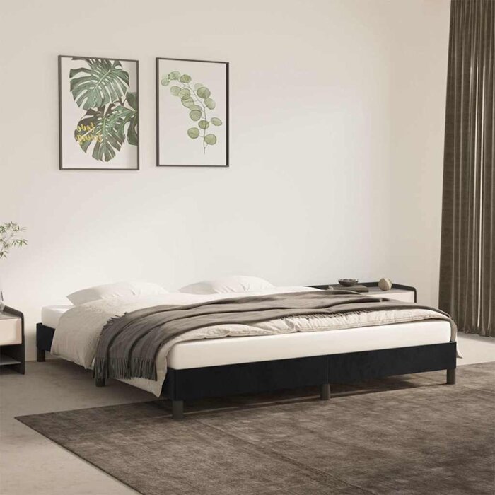 Cadre de lit en velours noir 160x200 cm - 34% de remise