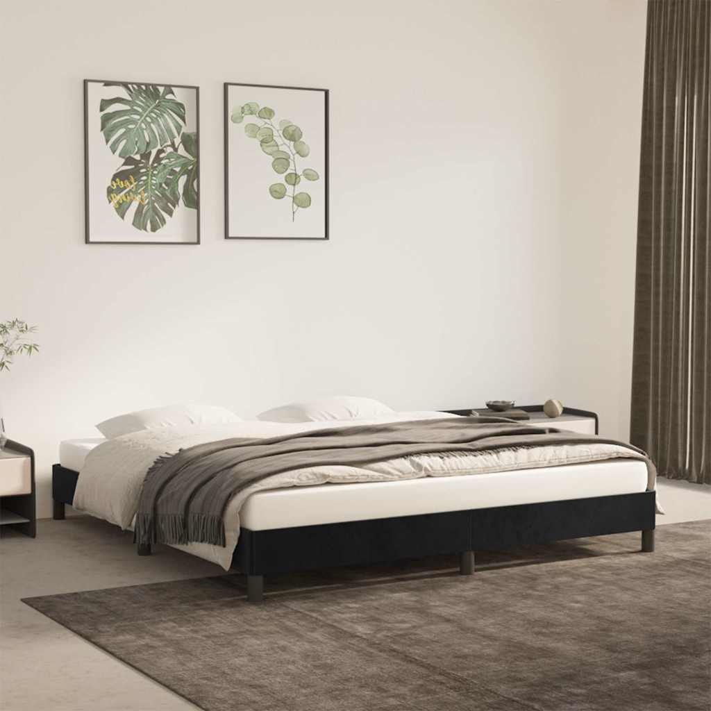 Cadre de lit en velours noir 160x200 cm - 34% de remise