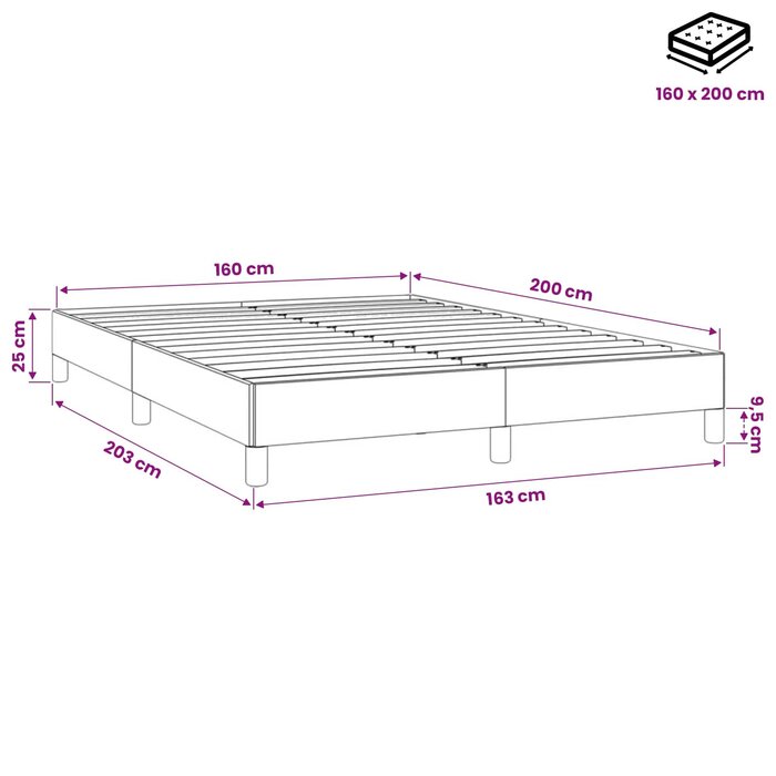 Cadre de lit en velours noir 160x200 cm - 34% de remise