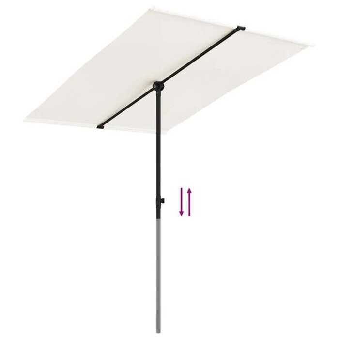 Parasol de jardin 200 x 150 cm - Mât alu - Blanc sable - 37% de remise