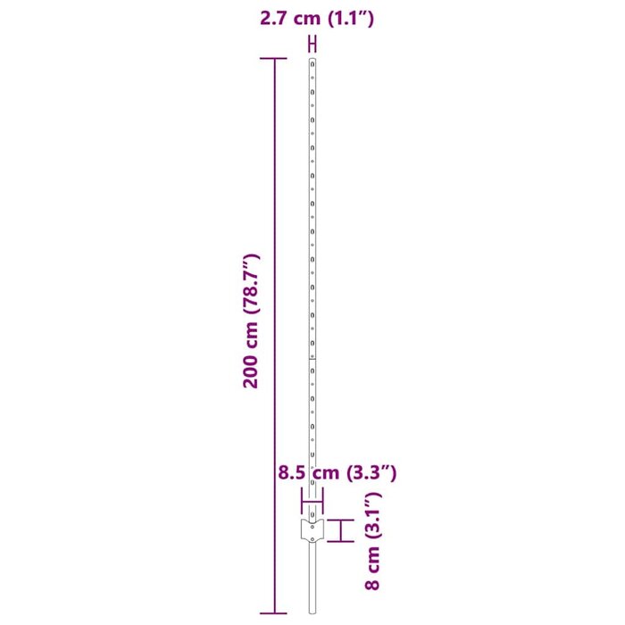Lot de 5 poteaux de clôture 200 cm en acier vert - 33% de remise