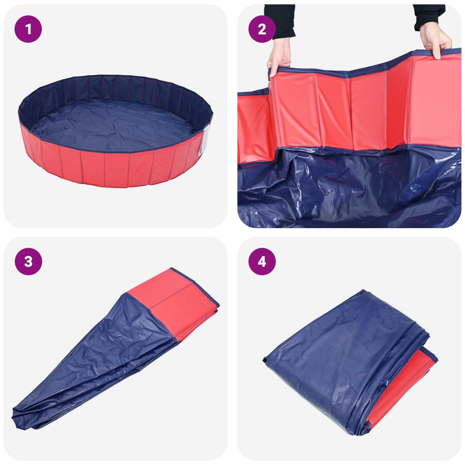 Piscine pliable pour chien - Ø 200 x 30 cm - Rouge - 34% de remise
