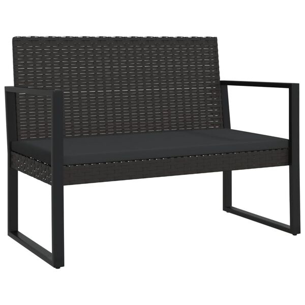 Banc de jardin en poly rotin 106 cm - Noir - 34% de remise