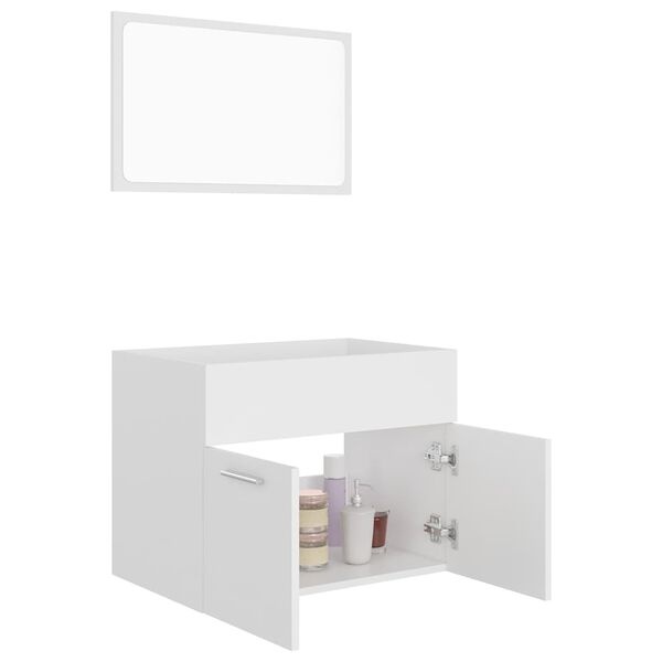 Ensemble meuble salle de bain et miroir - Blanc - 34% de remise
