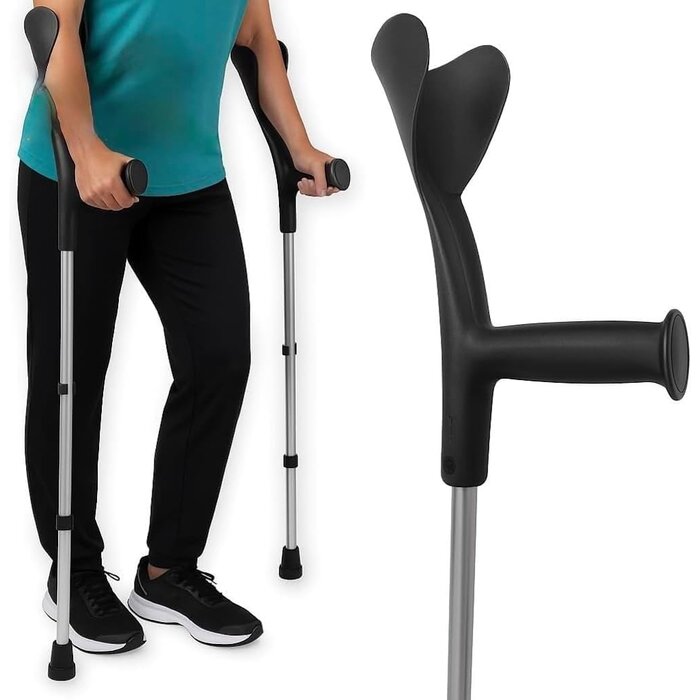 Béquilles anglaises ergonomiques réglables - Noir - 30% de remise