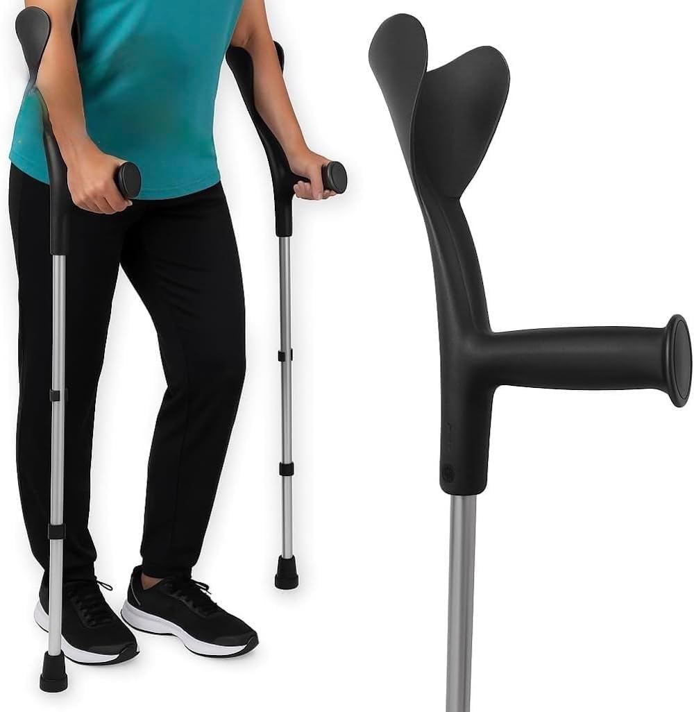 Béquilles anglaises ergonomiques réglables - Noir - 30% de remise