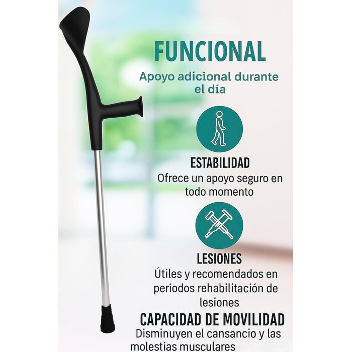 Béquilles anglaises ergonomiques réglables - Noir - 30% de remise