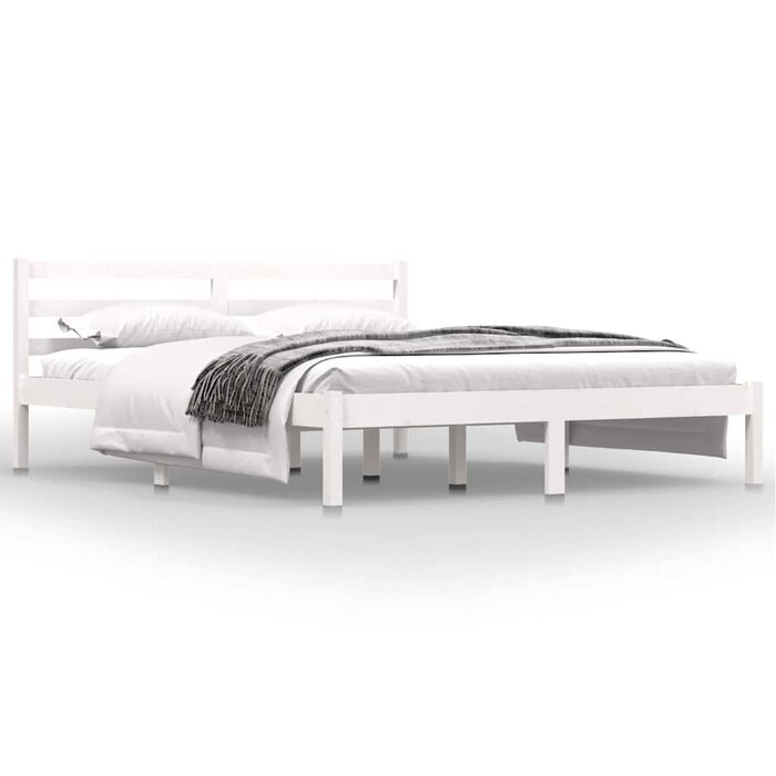 Cadre de lit en pin massif blanc 150x200 cm - 34% de remise