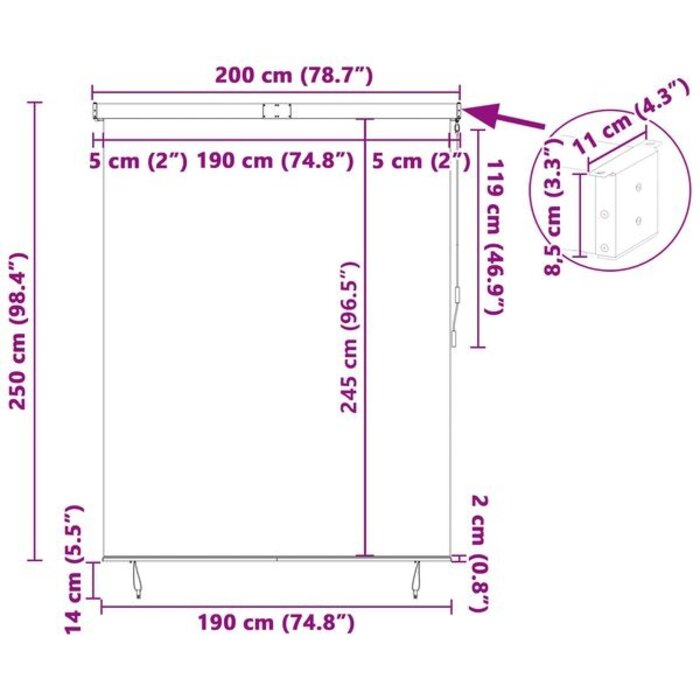 Store enrouleur extérieur anthracite 200x250cm - 35% de remise
