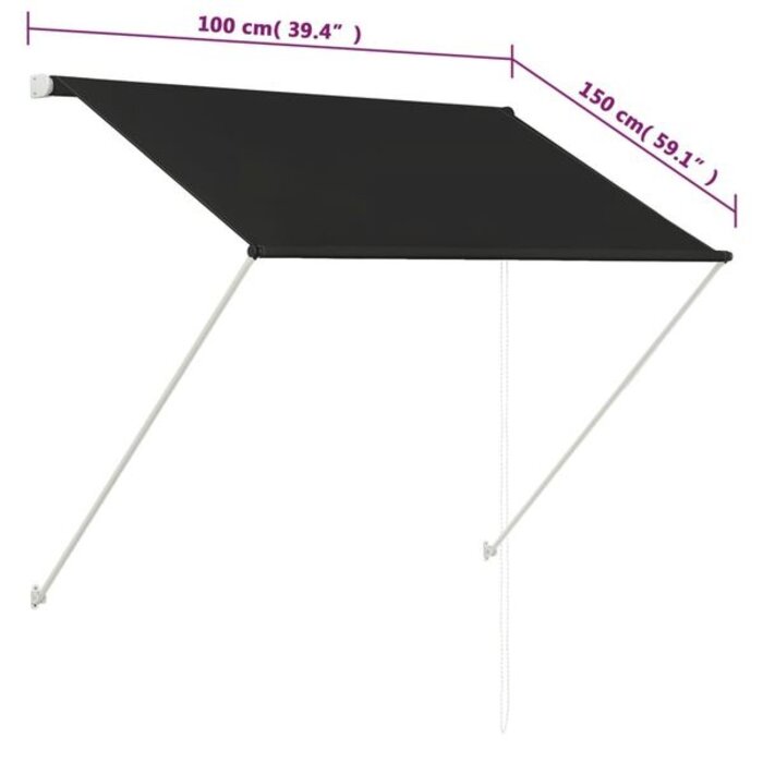 Store banne rétractable 100 x 150 cm anthracite - 33% de remise