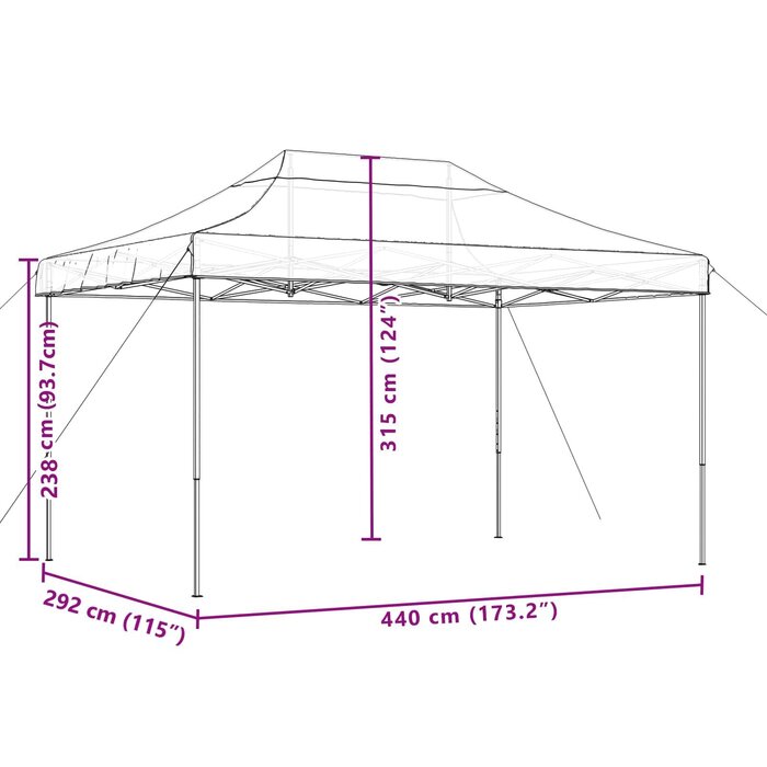 Vidaxl Tonnelle pliante pop-up taupe 440x292 cm - 34% de remise