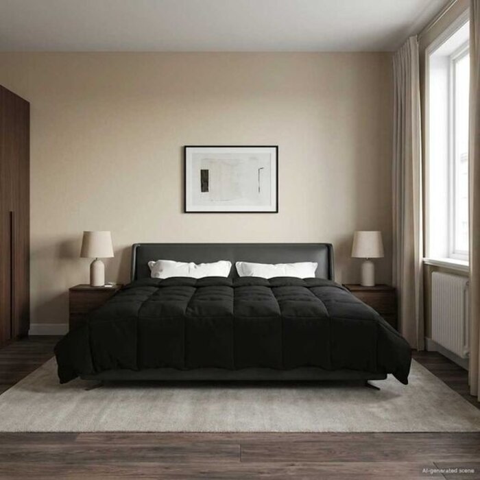 Vidaxl Couette d'hiver microfibre noire 200x200cm - 33% de remise