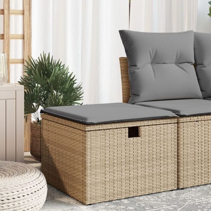 Pouf de jardin avec coffre 55x55x37cm beige - 34% de remise