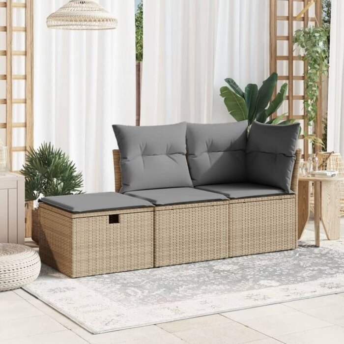 Pouf de jardin avec coffre 55x55x37cm beige - 34% de remise