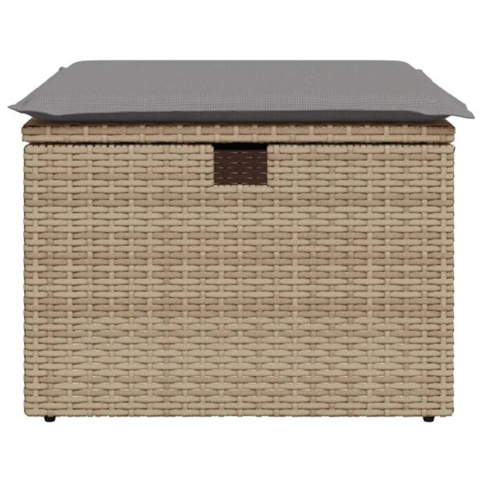 Pouf de jardin avec coffre 55x55x37cm beige - 34% de remise