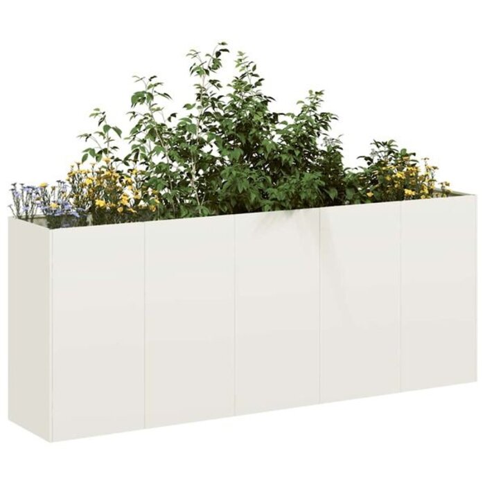 Jardinière surélevée en acier 200x40x80 cm - Blanc - 35% de remise