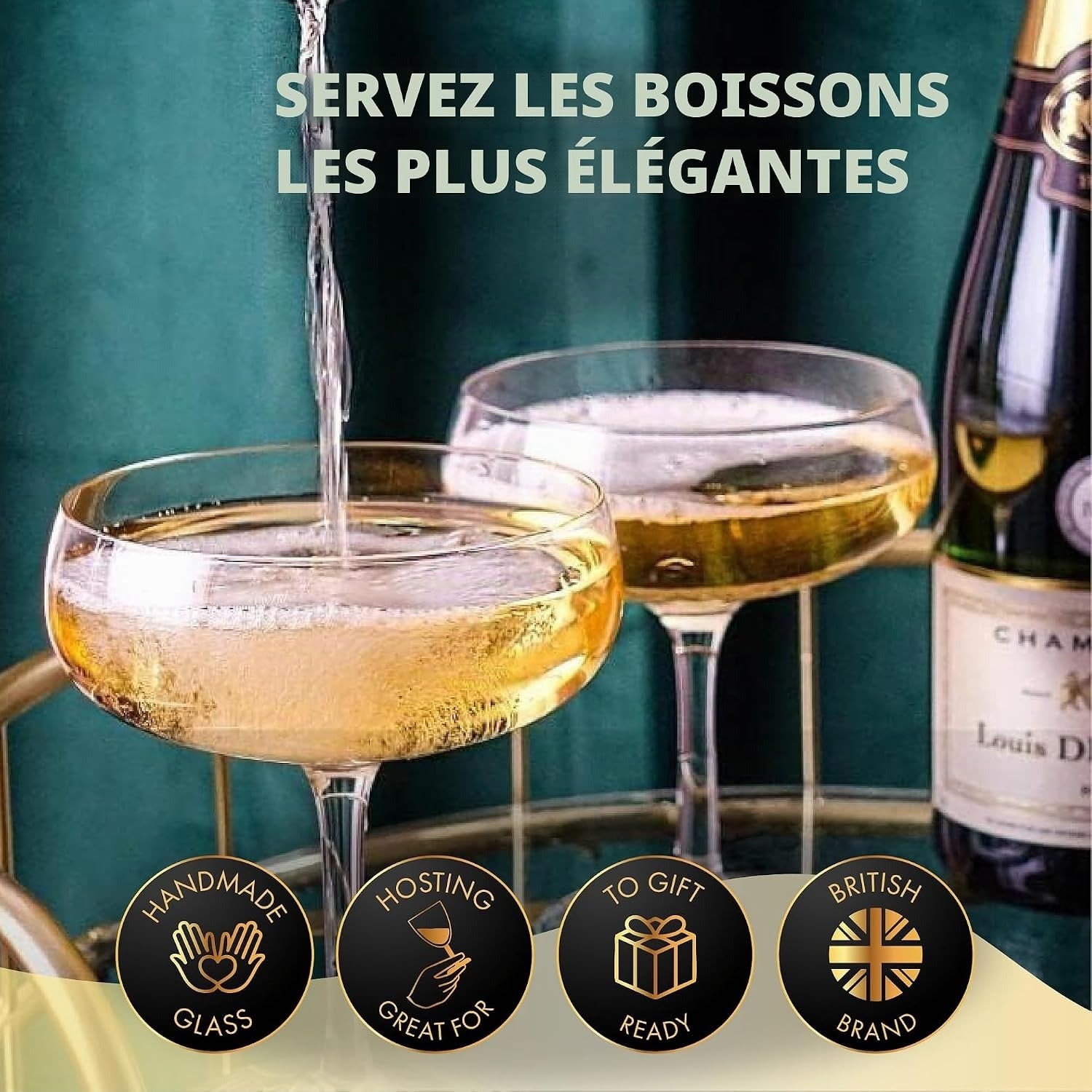 Lot de 4 coupes à cocktail en cristal 300 ml - 32% de remise