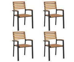 Vidaxl Lot de 4 chaises de jardin acacia et métal - 51% de remise