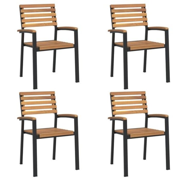 Vidaxl Lot de 4 chaises de jardin empilables bois et métal - 35% de remise