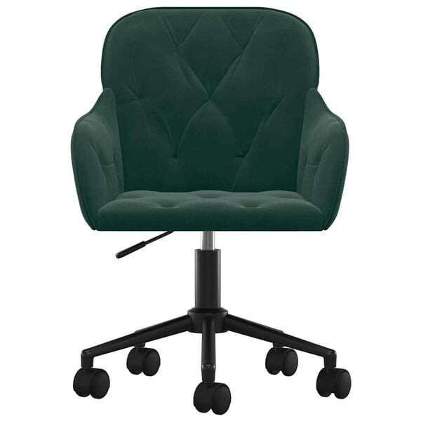 Vidaxl Chaise de bureau pivotante en velours vert foncé - 34% de remise