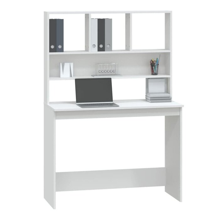 Vidaxl Bureau avec étagères 102 cm blanc - 34% de remise