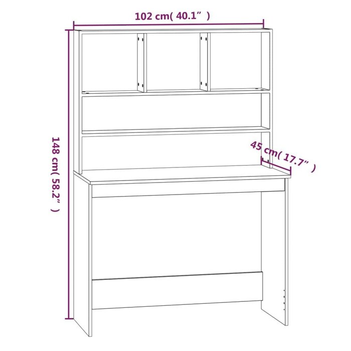 Vidaxl Bureau avec étagères 102 cm blanc - 34% de remise