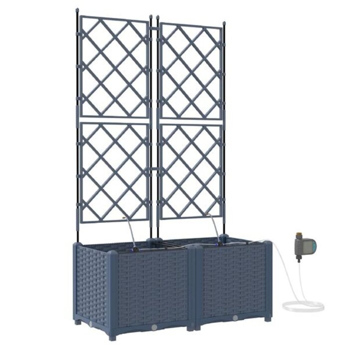 Vidaxl Lot de 2 jardinières avec treillis 80x142cm - Gris - 34% de remise