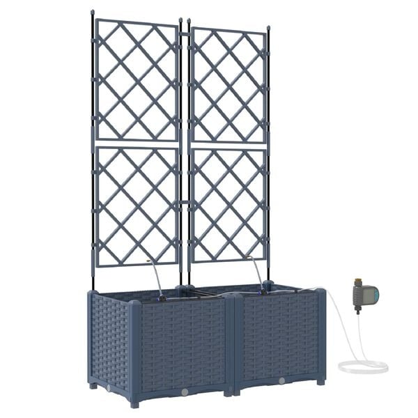 Vidaxl Lot de 2 jardinières avec treillis 80x142cm - Gris - 34% de remise