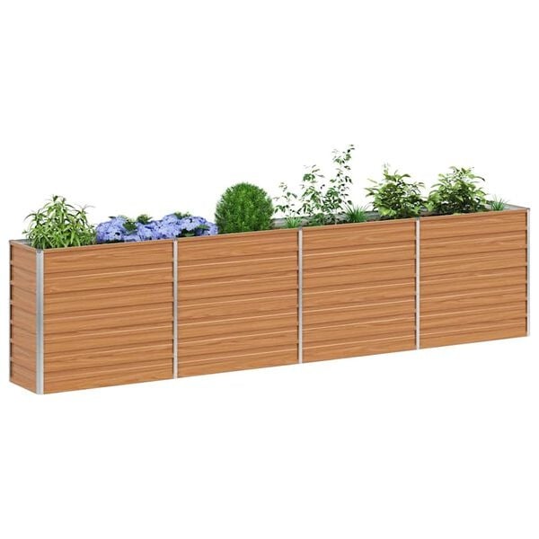 Vidaxl Bac à fleurs surélevé en acier galvanisé - 320 cm - Marron - 34% de remise