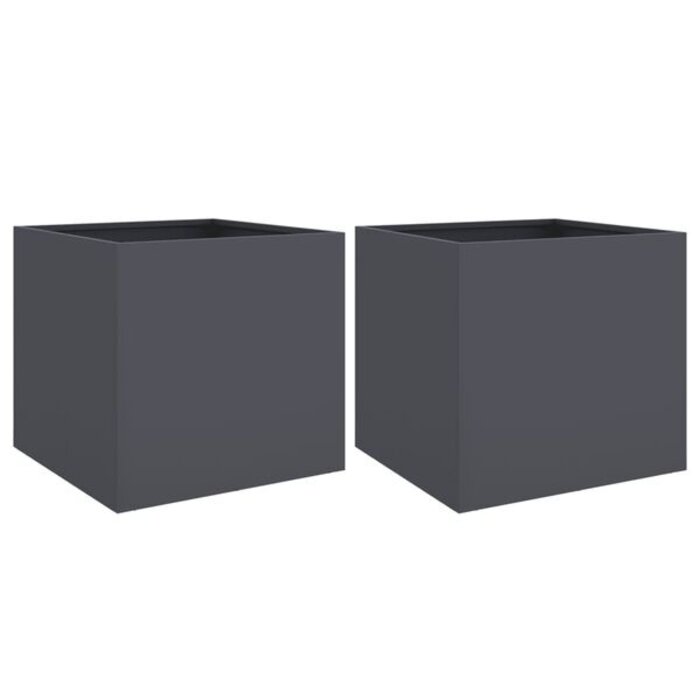 Vidaxl Lot de 2 jardinières en acier anthracite 49x47x46cm - 37% de remise