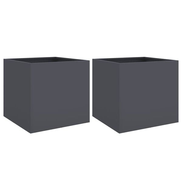 Vidaxl Lot de 2 jardinières en acier anthracite 49x47x46cm - 37% de remise