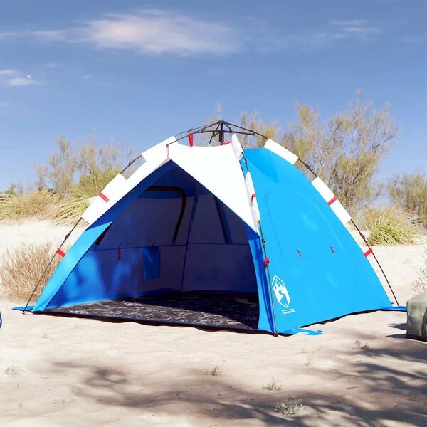 Vidaxl Tente de plage 3 personnes bleu azur - Montage rapide - 33% de remise