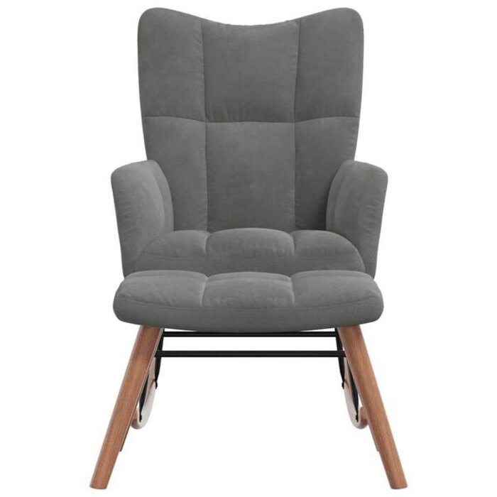 Vidaxl Fauteuil à bascule et repose-pieds en velours gris foncé - 34% de remise