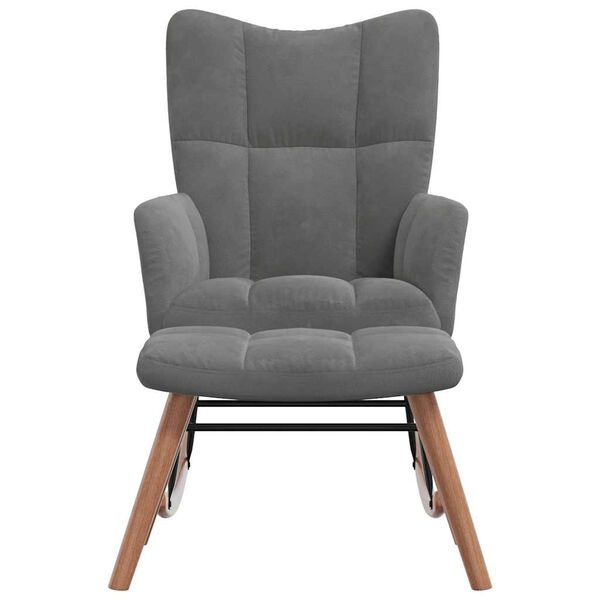 Vidaxl Fauteuil à bascule et repose-pieds en velours gris foncé - 34% de remise