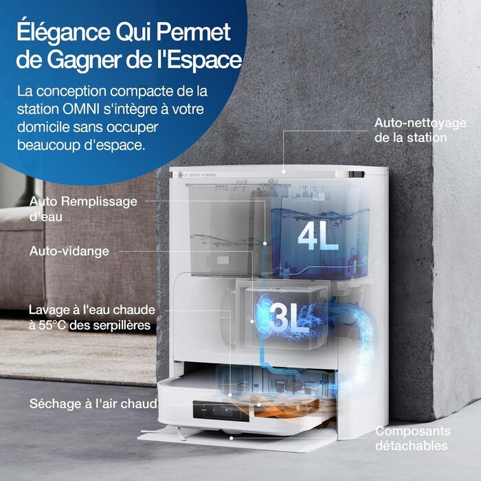 Robot Aspirateur et Laveur Wit, 8000 Pa, Station OMNI, 35% de remise