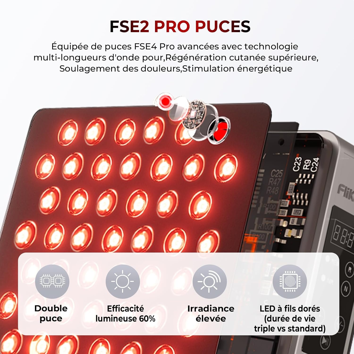 Panneau de thérapie par lumière rouge - 78 LED - 35% de remise