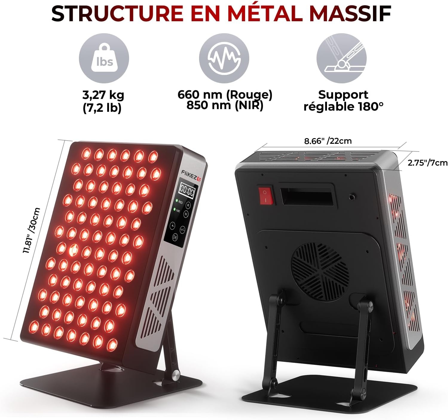 Panneau de thérapie par lumière rouge - 78 LED - 35% de remise