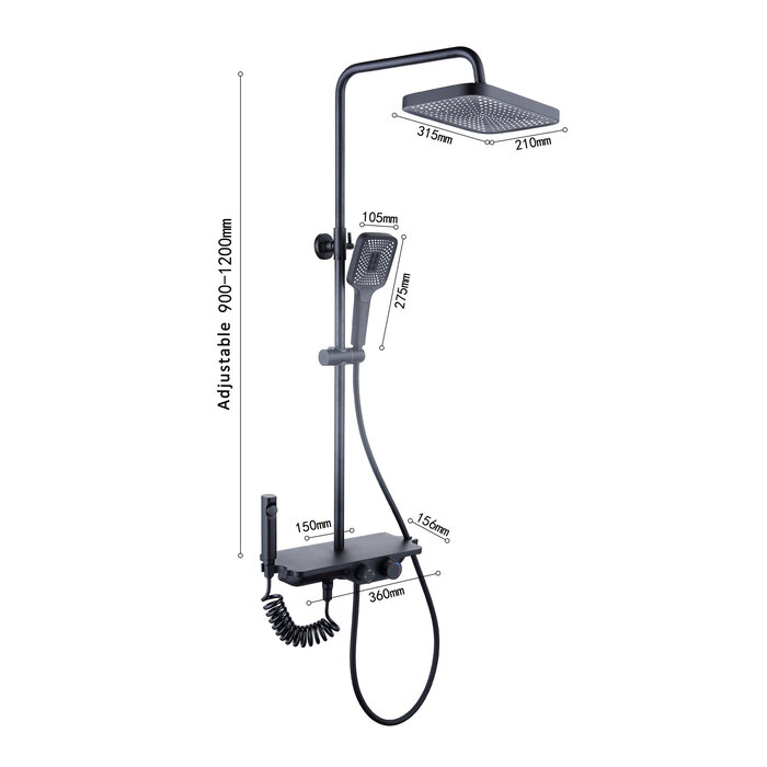 Viking Choice Set de douche thermostatique 30 cm noir mat - 32% de remise