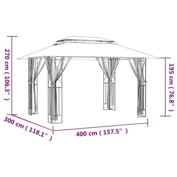 Vidaxl Tonnelle de jardin 400x300x270 cm anthracite - 32% de remise