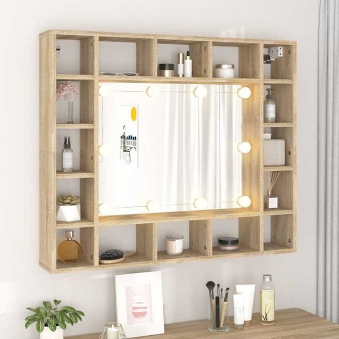 Vidaxl Armoire à miroir LED 91x15x76,5 cm chêne sonoma - 34% de remise