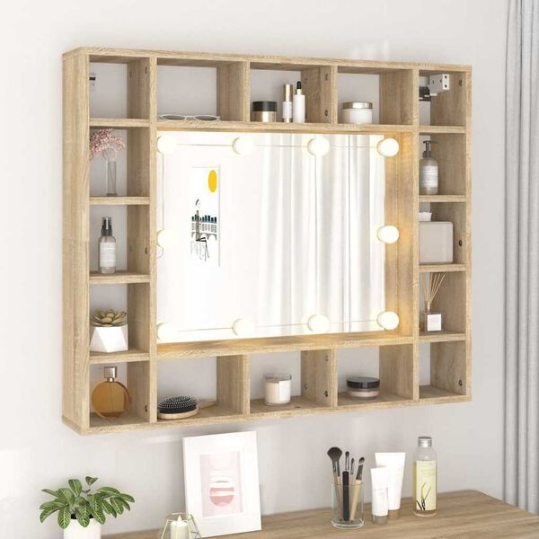 Vidaxl Armoire à miroir LED 91x15x76,5 cm chêne sonoma - 34% de remise