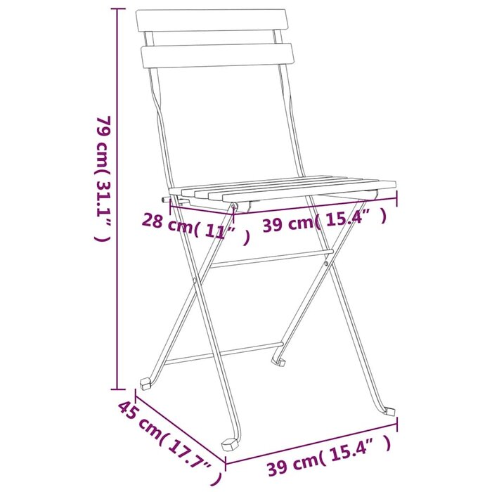 Lot de 2 chaises pliantes en bois d'acacia et acier - 34% de remise